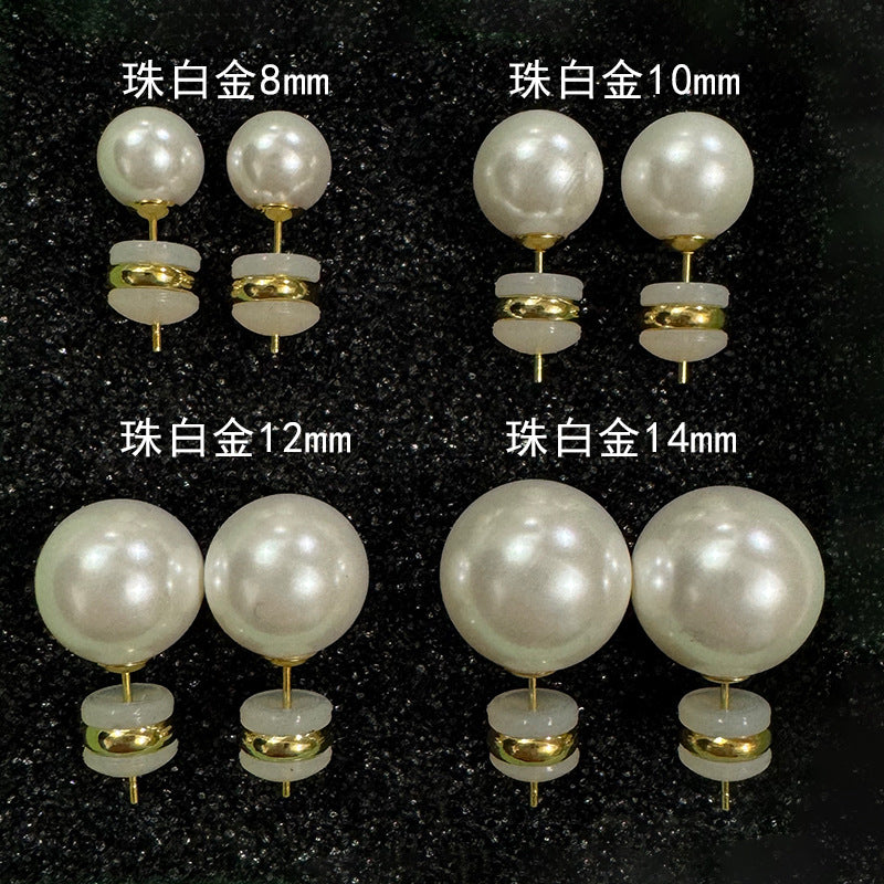 S925珍珠耳釘－奶油金8mm款細節｜https://igowo.tw/