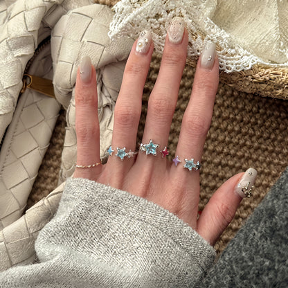 琺瑯不規則簡約戒指－藍色款實拍｜https://igowo.tw/