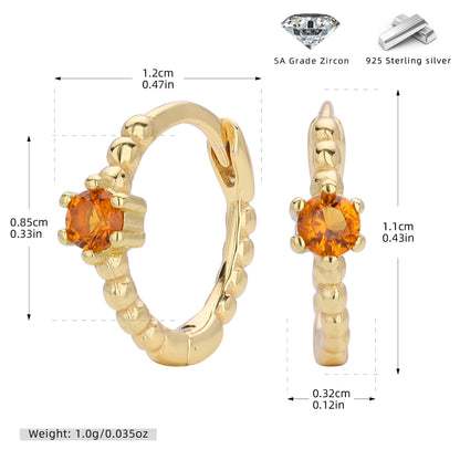S925 耳環珠邊單彩鋯耳扣耳飾多色小眾輕奢百搭飾品