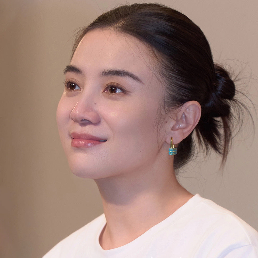 綠松石U形復古耳扣－耳扣-銀色款實拍｜https://igowo.tw/