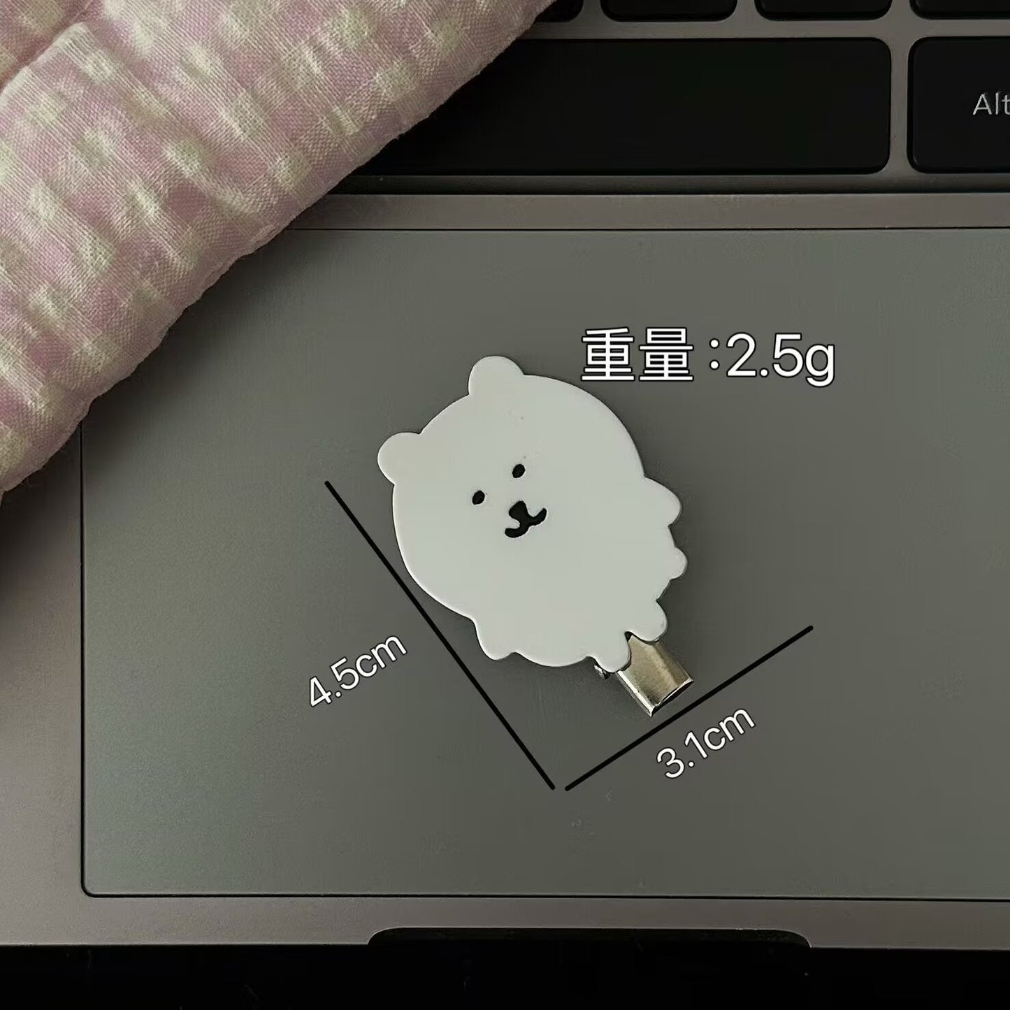 白色壓克力小熊髮夾