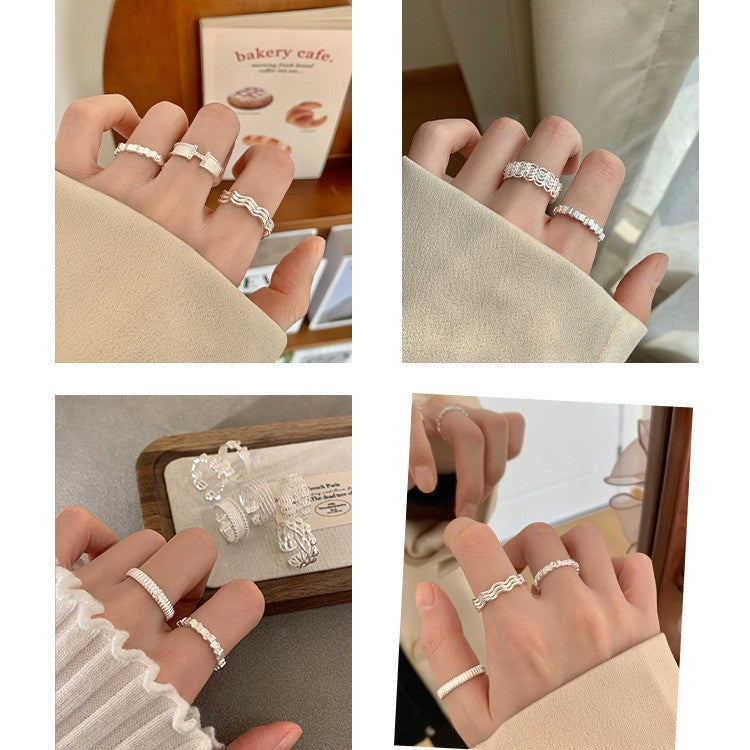 蕾絲幾何可調式戒指－細節特寫2｜https://igowo.tw/