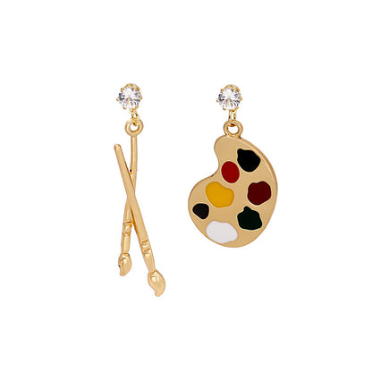 銀針不對稱復古耳環
