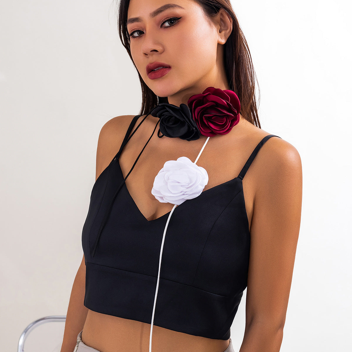 玫瑰立體項鍊套組－細節特寫1｜https://igowo.tw/