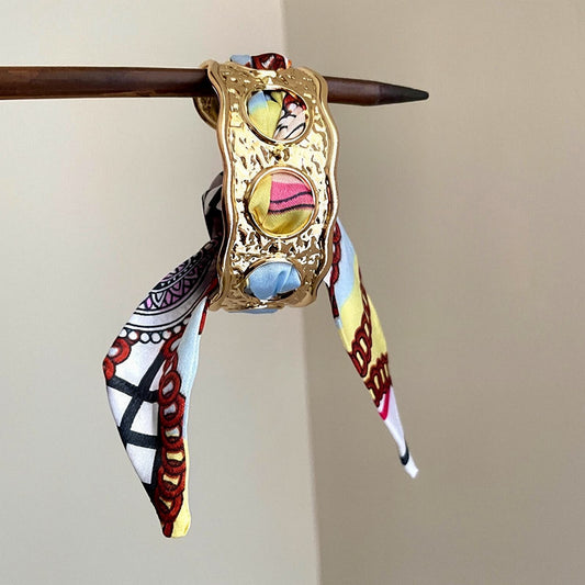 歐美跨境金屬感絲巾纏繞幾何手鐲時尚個性小眾手環輕奢高級感手飾