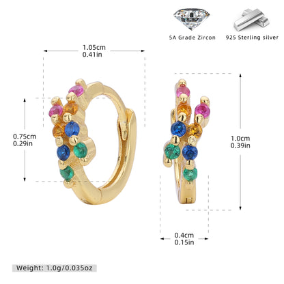 S925 歐美新款耳環INS極簡幾何鑲鋯耳飾輕奢小眾百搭飾品