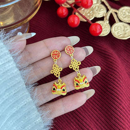 復古紅福袋不對稱耳墜－細節特寫15｜https://igowo.tw/