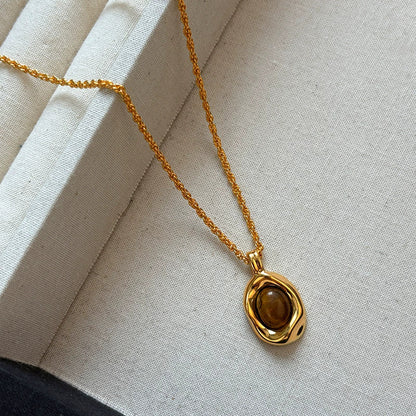 棕色虎眼石長版項鍊
