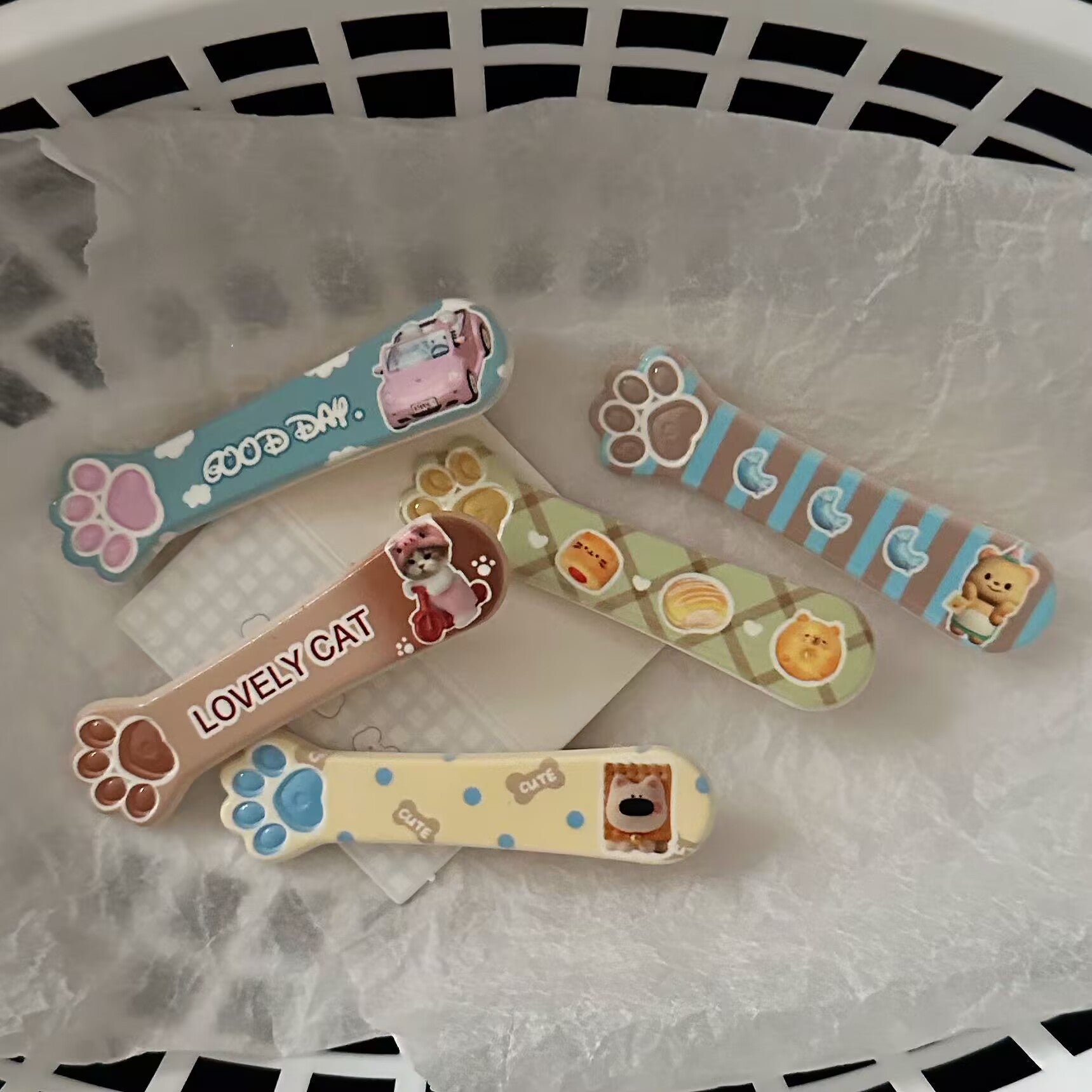 小熊貓咪髮夾－藍色貓爪髮夾款細節1｜https://igowo.tw/