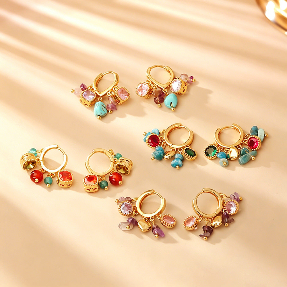 彩色天然石流蘇耳環－商品主圖｜https://igowo.tw/