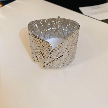 新品重工歐美金屬風手鐲精致輕奢氣質手環寬邊個性高級感手飾批發