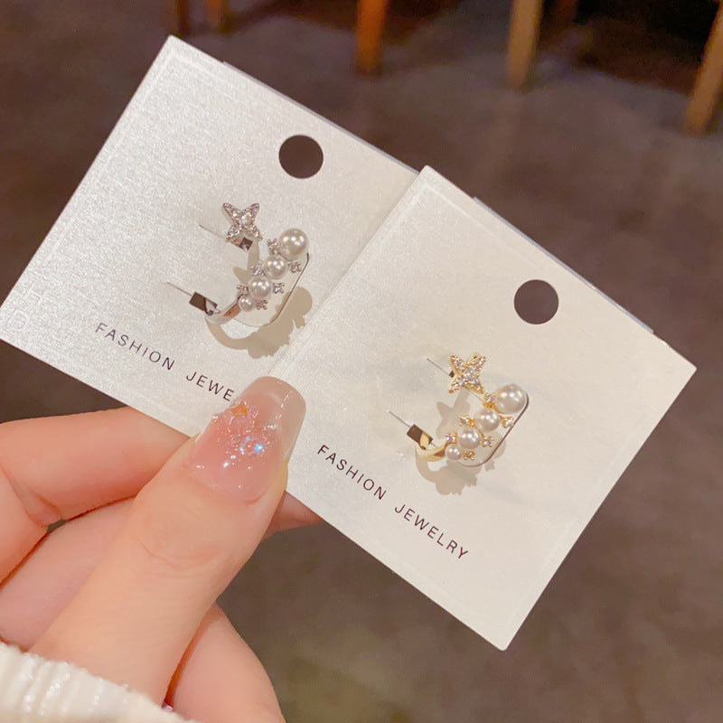 珍珠星星鑲鑽戒指－商品主圖｜https://igowo.tw/