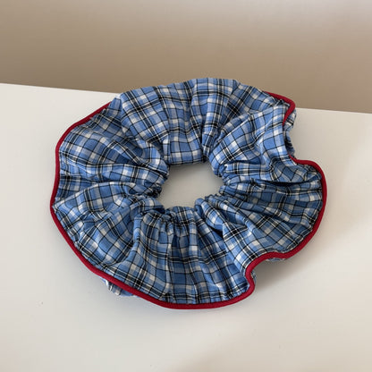 撞色格紋刺繡髮圈