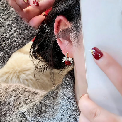 真金電鍍銀針鋯石圓形珍珠耳扣簡約時尚氣質耳墜耳環輕奢小眾耳飾