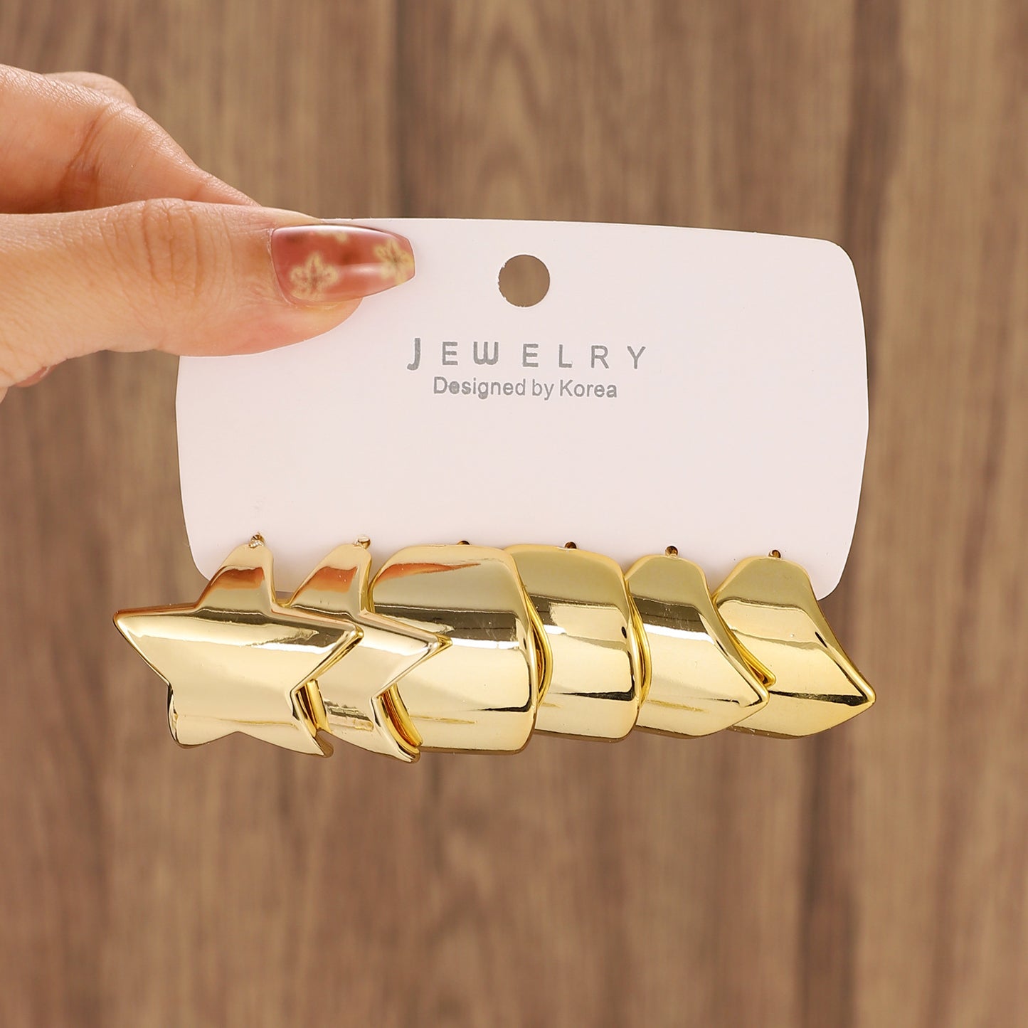 金色圓圈誇張耳環套組
