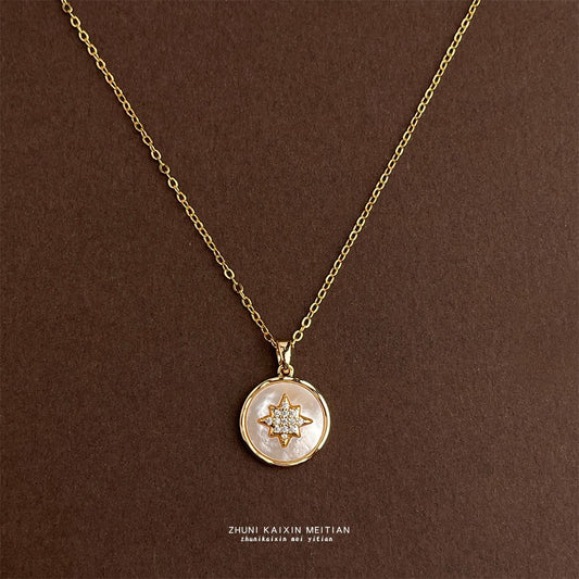金色貝殼星星項鍊－商品主圖｜https://igowo.tw/