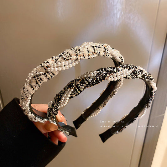 珍珠纏繞復古髮箍－商品主圖｜https://igowo.tw/