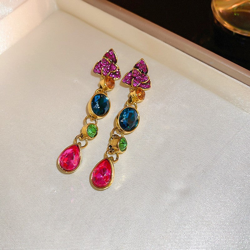 銀針中古vintage鑲鉆蛇形耳釘女小眾個性耳環輕奢高級感氣質耳飾