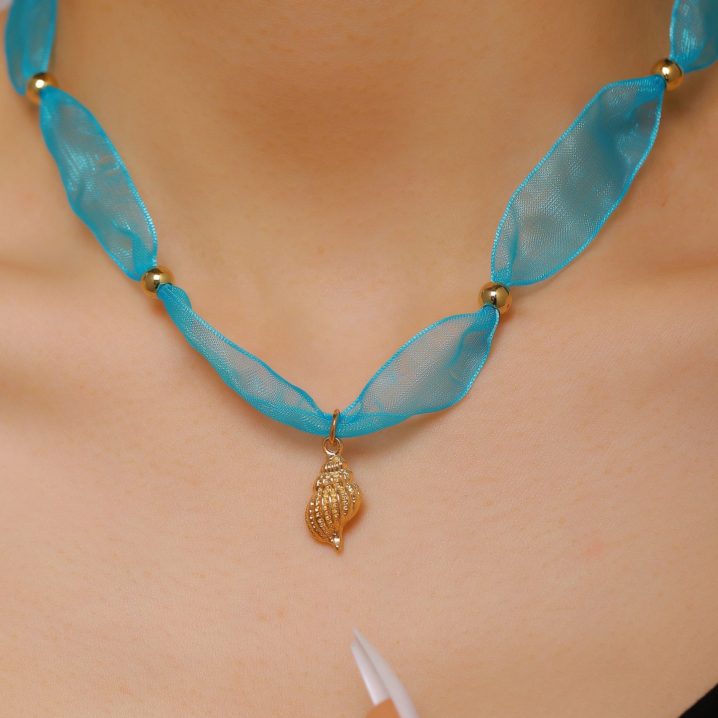 網紗串珠貝殼海星項鍊