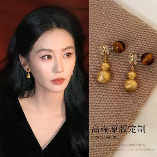 虎眼石葫蘆兩用耳釘－商品主圖｜https://igowo.tw/
