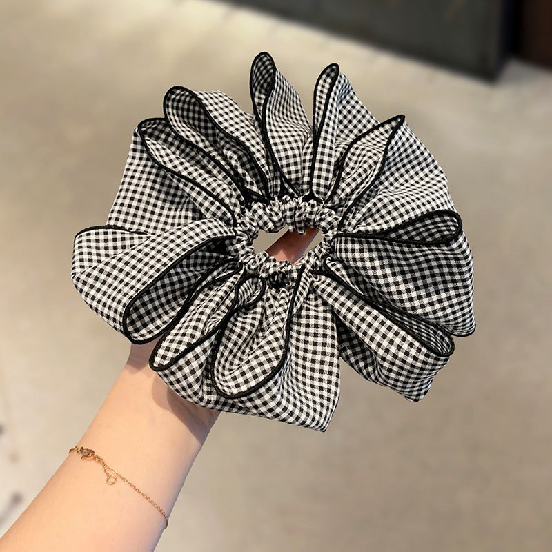 撞色格紋簡約髮圈