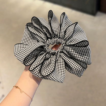 撞色格紋簡約髮圈