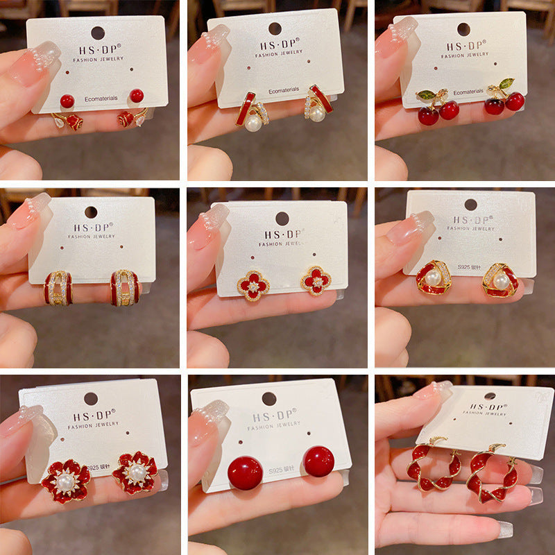 紅色簡約耳環－商品主圖｜https://igowo.tw/