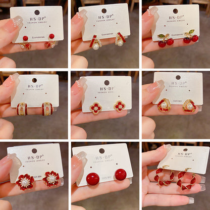 紅色簡約耳環－商品主圖｜https://igowo.tw/
