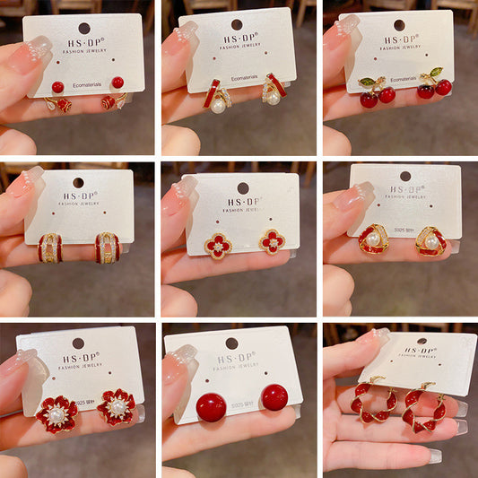 紅色簡約耳環－商品主圖｜https://igowo.tw/