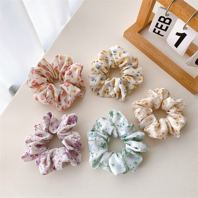 布面碎花大腸圈髮圈－商品主圖｜https://igowo.tw/