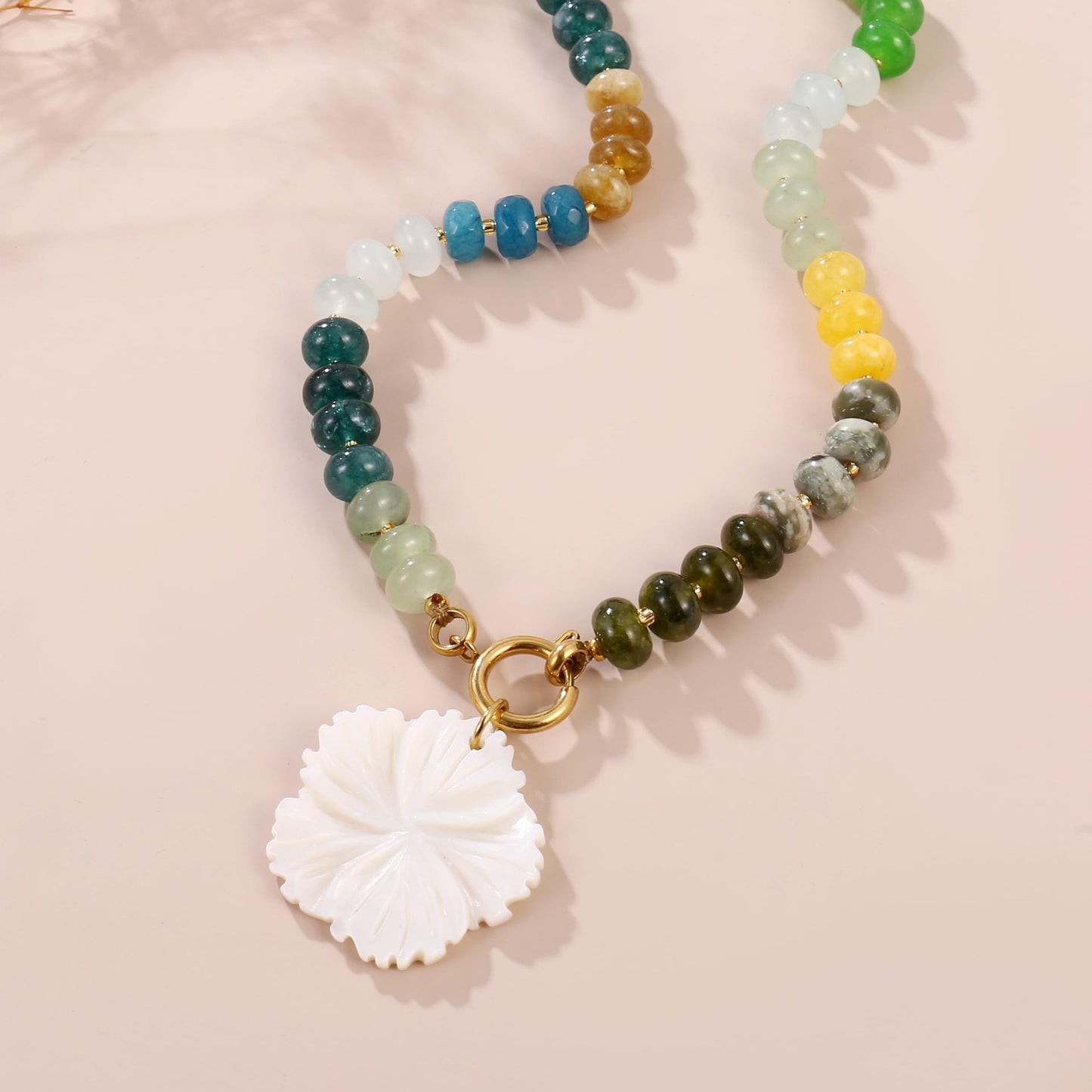 彩色天然石海星項鍊