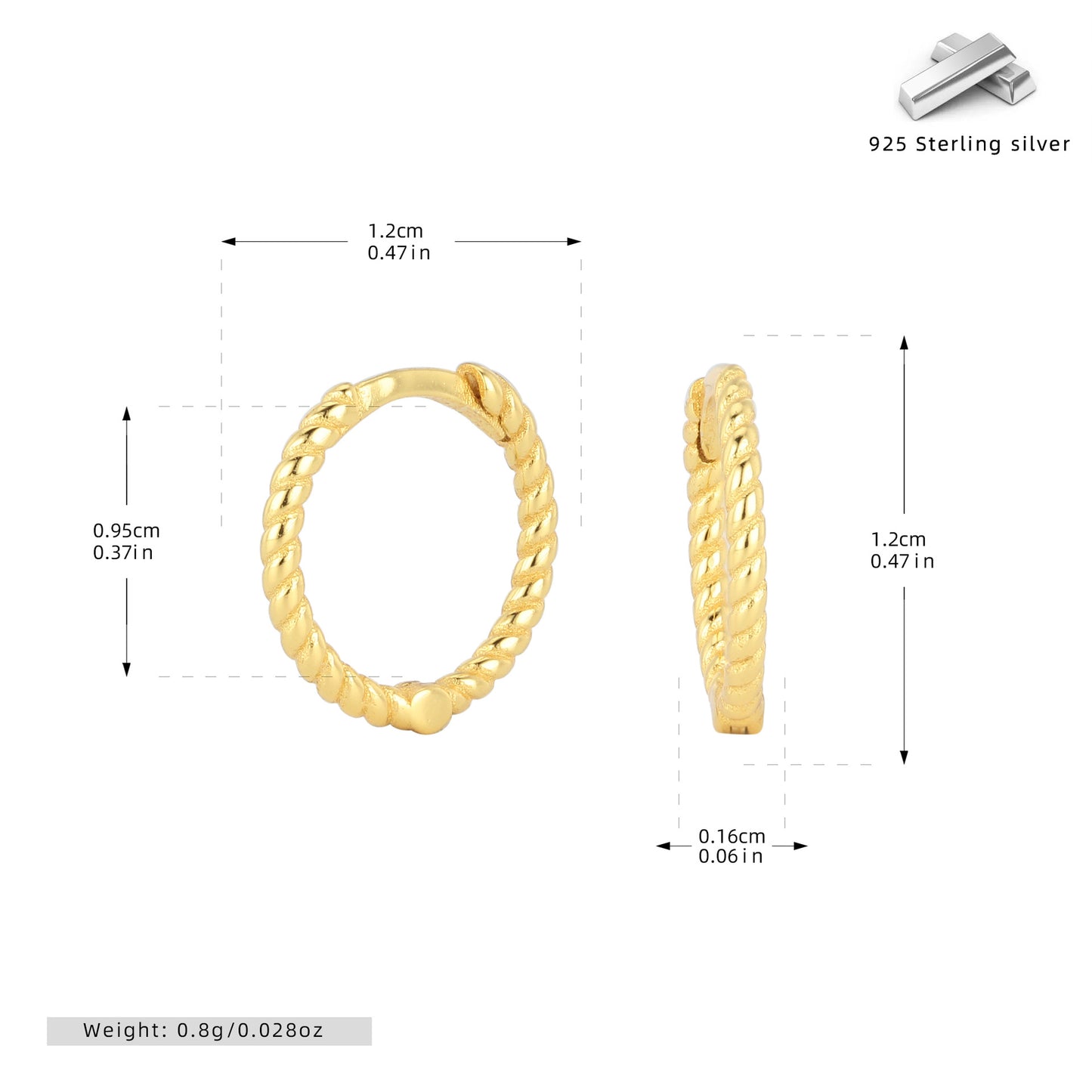 S925 耳環時尚個性麻花扭紋圓圈耳飾小眾高級感飾品