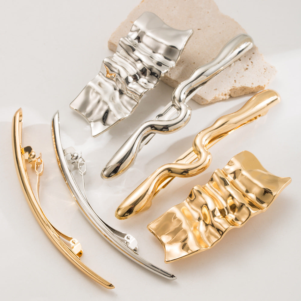 金屬長版簡約髮夾－商品主圖｜https://igowo.tw/