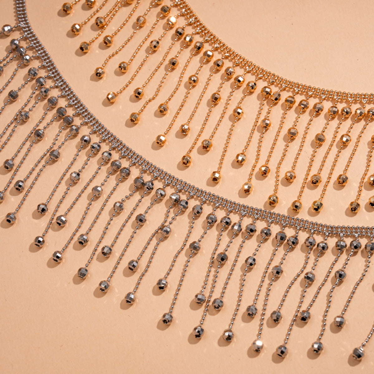 金屬圓珠流蘇項鍊－項鍊-銀色款實拍｜https://igowo.tw/