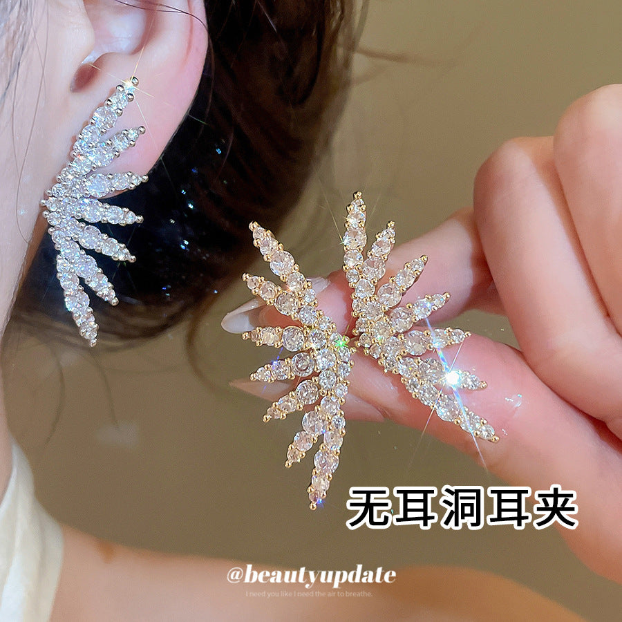 天使之翼~超閃鋯石翅膀耳夾女無耳洞輕奢高級感耳環個性精致耳飾