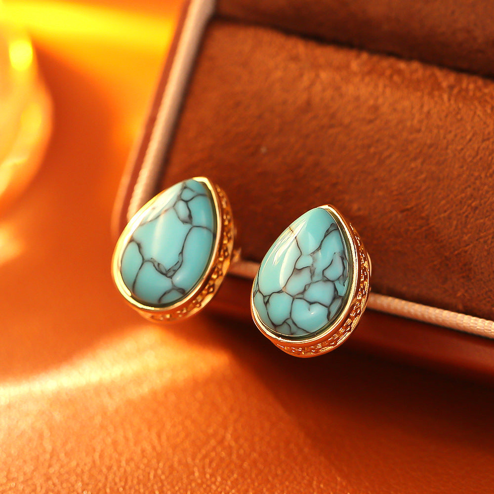 水滴復古簡約耳釘－商品主圖｜https://igowo.tw/