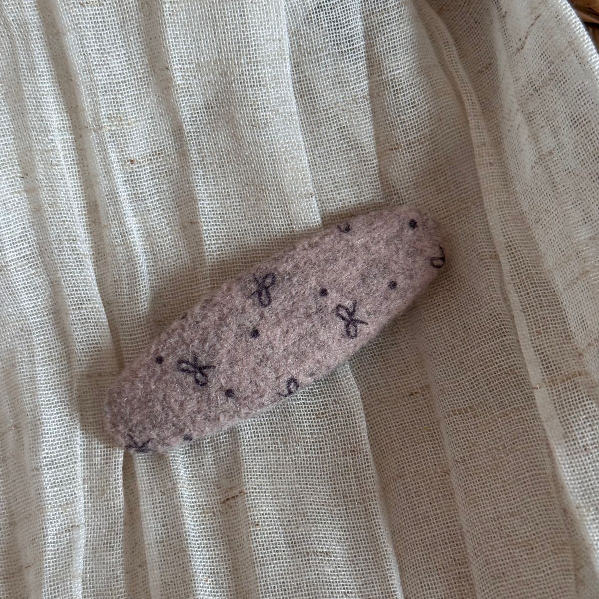 絨面布面蝴蝶結髮夾