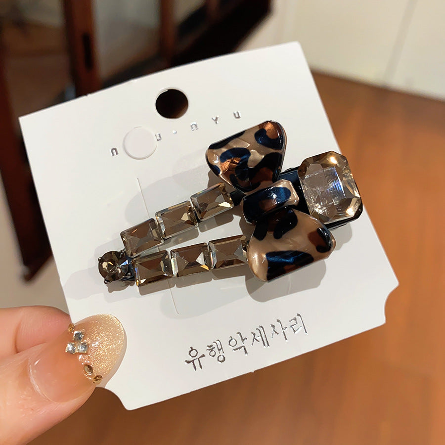 棕色蝴蝶結鑲鑽髮夾