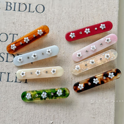 鋯石花朵方形鑲鑽髮夾－商品主圖｜https://igowo.tw/
