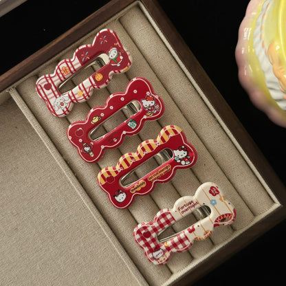 紅色貓咪方形髮夾－商品主圖｜https://igowo.tw/