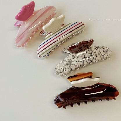 醋酸板材格紋鯊魚夾－商品主圖｜https://igowo.tw/