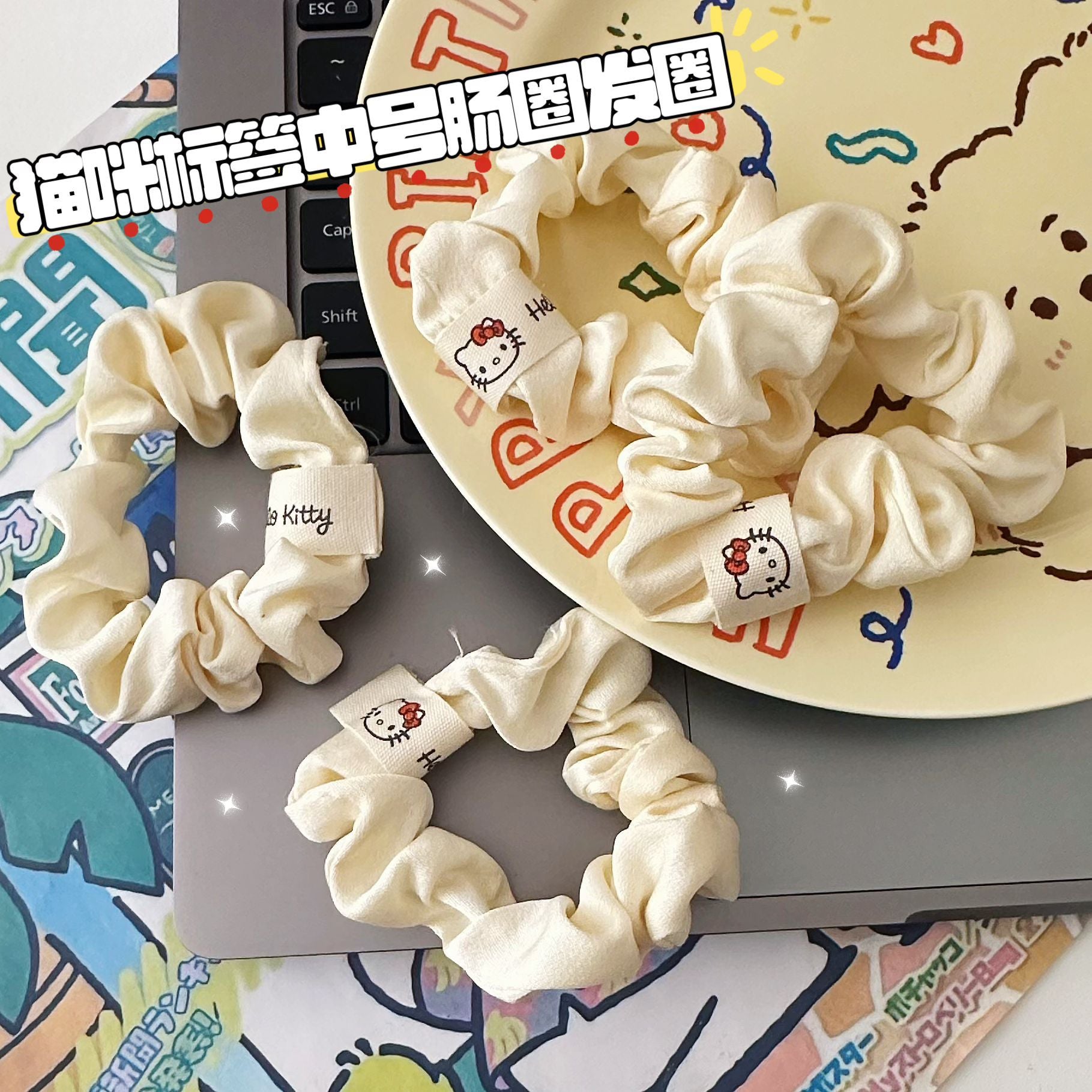 貓咪卡通髮圈－商品主圖｜https://igowo.tw/