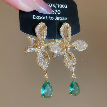 中古風銀針鋯石方形流蘇耳釘輕奢高級感新中式耳環時尚氣質耳飾女