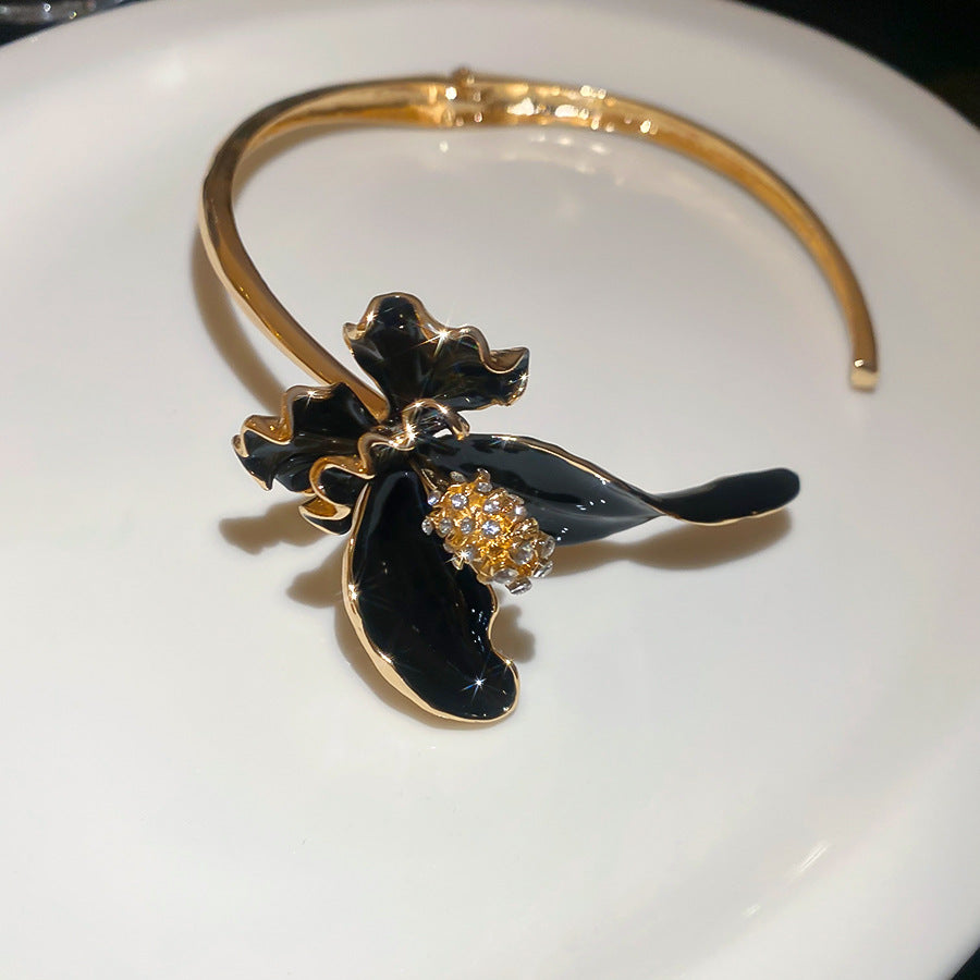 琺瑯花朵鑲鑽誇張項鍊