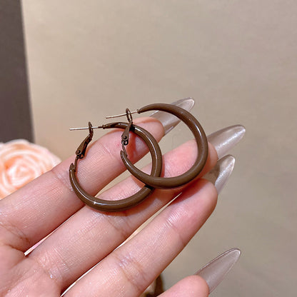 秋冬復古美拉德咖色耳圈