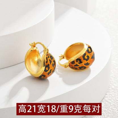 琺瑯豹紋耳環