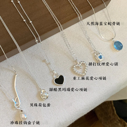 珍珠愛心項鍊－細節特寫1｜https://igowo.tw/