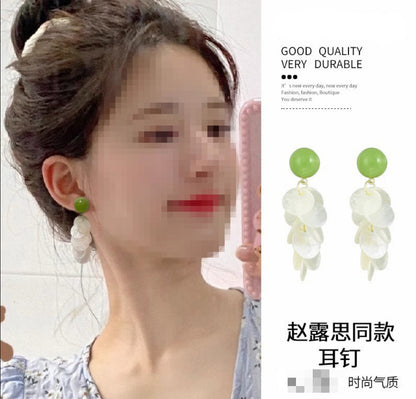 許我耀眼趙露思許妍同款銀針鋯石珍珠耳環優雅耳釘輕奢高級感耳飾