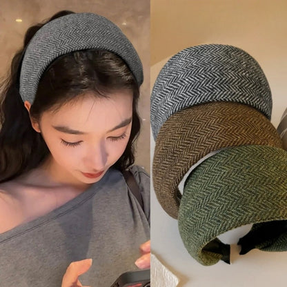 針織寬版復古髮箍－商品主圖｜https://igowo.tw/