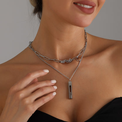 不鏽鋼方形墜飾項鍊－商品主圖｜https://igowo.tw/